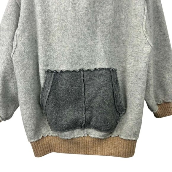 Free People Women's Medium Wool Blend Significant Other Hooded Sweater Gray/Tan - Picture 11 of 16